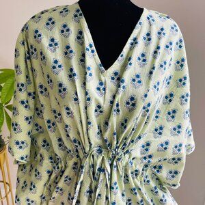 BRAND NEW Hand block print Kaftan For Woman Winter Fall Sleepwear Christmas Gift